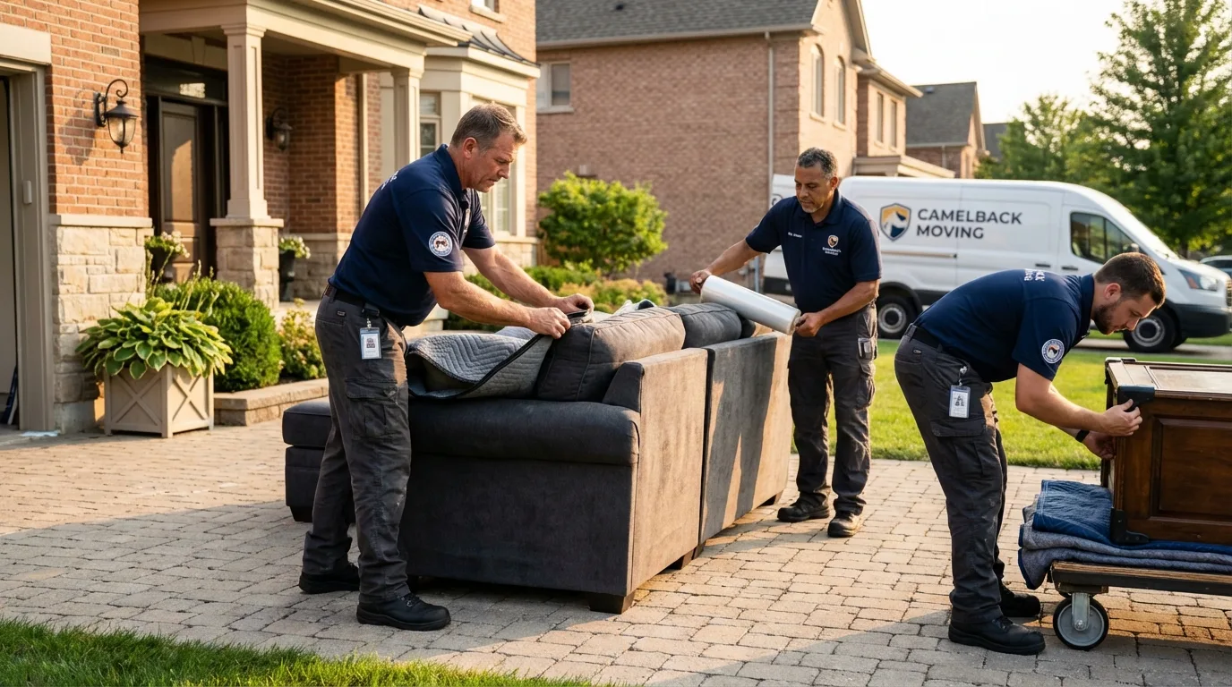Large estate moving crew wrapping furniture in Kenai, AK